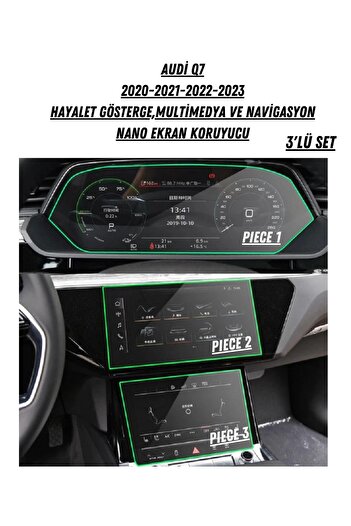 UniqAnatolia Nano Screen Protector Compatible with Audi Q7 2020-2023 Ghost Instrument and Multimedia Dual Screen