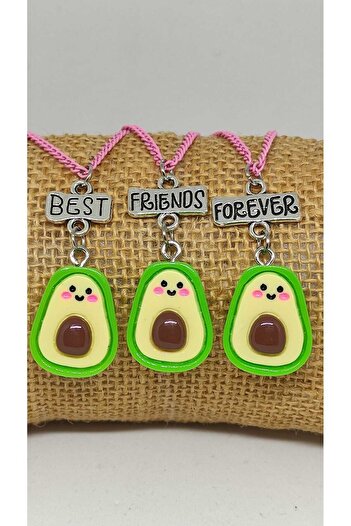 TUNA TAKI & AKSESUAR SEVİMLİ AVOKADOLAR 3'LÜ BFF KOLYE. BEST FRİENDS FOREVER, 3'LÜ KOLYE, ARKADAŞLIK KOLYESİ.