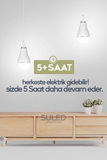 SULED Şarjlı Ampül 30w Ultra Acil Durum & Kamp Işığı 220v Beyaz E27 Duy Otomatik %80 Tasarruflu