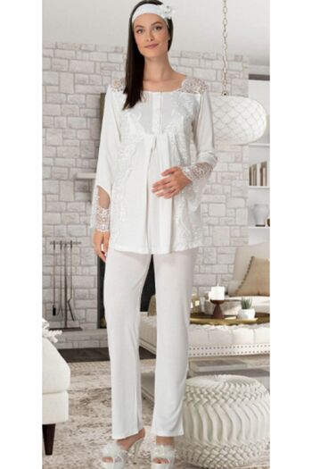 Mecit 5355 Ecru Maternity Dressing Gown Pajamas Nightgown Set