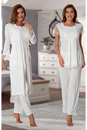 Effort Pijama Effortt 2054 Maternity Pajamas and Dressing Gown Set - Lace Detailed
