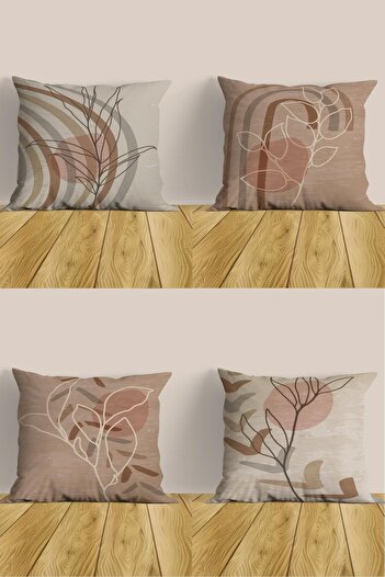 Belle Benoit Set of 4 Double-Sided Digital Printed Bohemian Pillow Cases Throw Pillow Case Set – Zippered, 43X43 cm