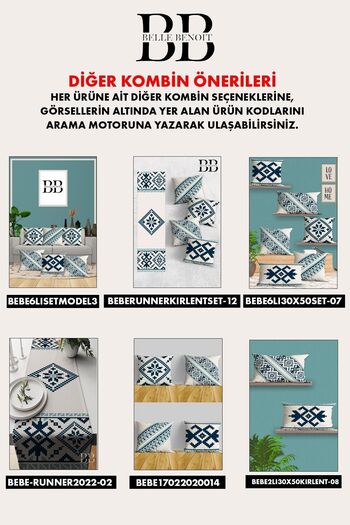 Belle Benoit Rectangular 30x50 2-Piece Double Sided Printed Blue White Design Pillowcase Throw Pillow Cover Set