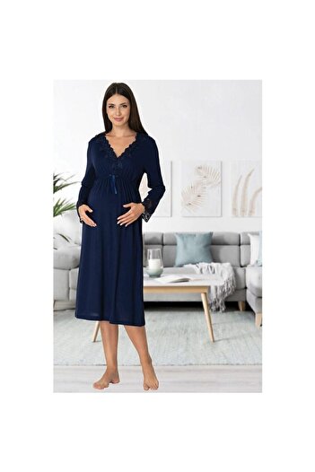 Effort Pijama Effortt Lace Collar Maternity Nightgown