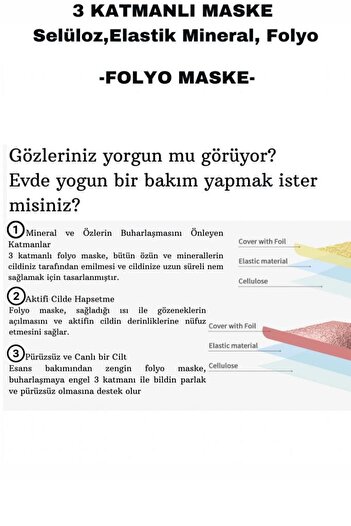 Dermal 3 Katmanlı Altın Gold Flash Foil Göz Altı Torbalarına Karşı Kağıt Göz Maskesi 4 gr