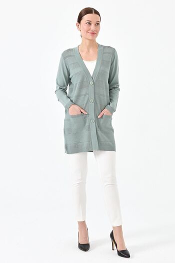 Desen Triko Women's Knitwear V-Neck Summer Cardigan A.mint