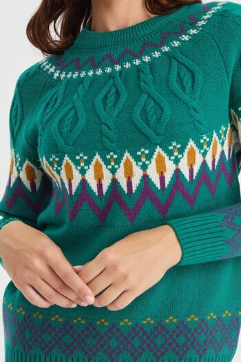 Desen Triko Women's Crewneck Collared Wool Sweater A.Ö.başı