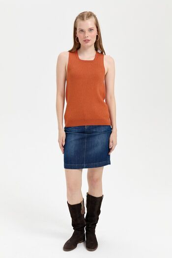 Desen Triko Orange Seamless Women's Sweater - Crew Neck