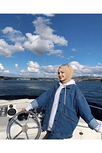 Moda TüTü Blue Oversize Women's Denim Jacket