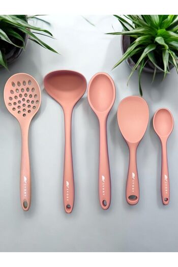 Multiamo Silicone Colander Ladle Set - Heat Resistant, 5 Pieces, 8Cm/22Cm/20Cm/28Cm