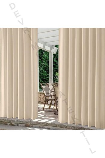 DEVRİM OLİVYA TEKSTİL Custom Made Beige Striped Luxury Tarpaulin Balcony Curtain - Stylish and Durable Design
