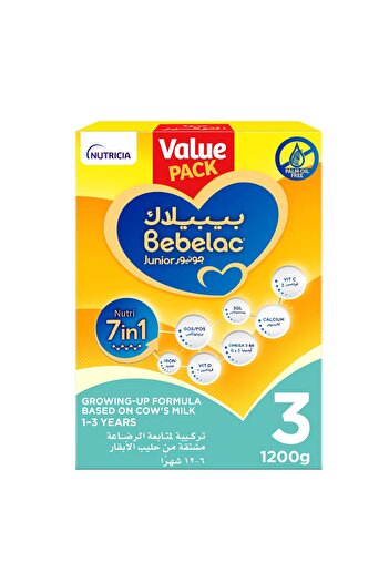 Bebelac Junior 3 Nutri 7in1 Growing Up Formula from 1 to 3 years, Value Pack 1200g