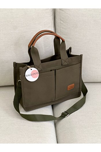 BAGLOVİS Canvas Shoulder Bag with Precepts