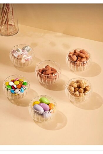 Sele Home Baysa 6-Piece Double Walled Glass Mini Dragee & Sauce & Snack Bowl