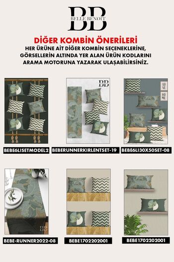 Belle Benoit Rectangular 30x50 2-Piece Double Sided Printed Green Beige Design Pillowcase Throw Pillow Cover Set