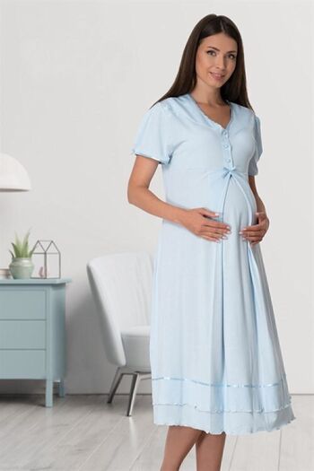 Effort Pijama Blue Large Soft Midi Maternity Nightgown - Maternity Effort