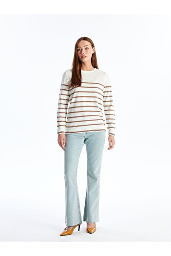 LC Waikiki Lcw Crew Neck Striped Long Sleeve Women's Knitwear Sweater