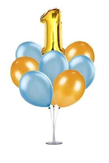HKNYS 7-Piece Transparent Footed Balloon Stand - Gold 4-Year-Old Foil Balloon -6 Pieces Metallic Balloons -dog Day