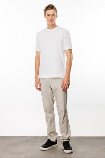 Desen Triko Men's White Basic Cotton T-Shirt - Crew Neck