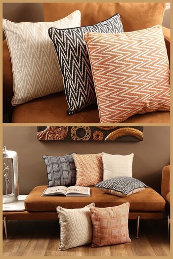 ÖZENEV 43X43 Special Design Woven Throw Pillow Cover - Hidden Zipper, Ribbed Living Room Decorative