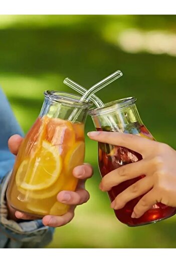 Daisy Gift Set of 12 Thick Glass Straws and Cleaning Brushes