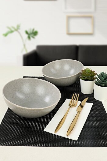 Keramika Artistic Matte Gray Bowl 23 Cm 2 Pieces