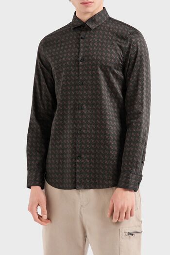 Armani Exchange Βαμβακερό κανονικό πουκάμισο με λογότυπο Ανδρικό πουκάμισο 6dzc45 Znzrz 72af
