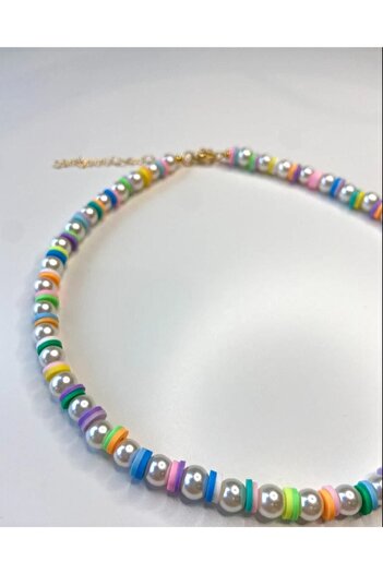 Stoneday Special Design Pearl Bead Necklace with Colorful Fimo Detail with Pearls