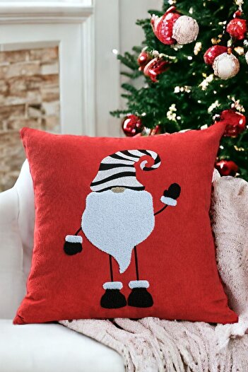 ÖZENEV Christmas Garland Cover, Red Punch Pattern and Santa Dwarf Susee Ponch