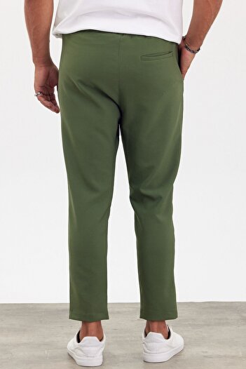 MADZEYMODA Yeni Sezon Erkek Boyfriend Kalıp Çima Detaylı Haki Yeşil Jogger Pantolon Mz22032