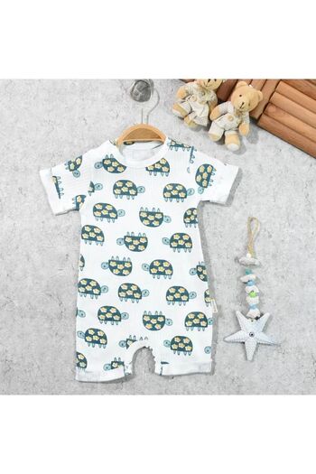 Bebelop Floral Turtle Patterned Baby Girl Jumpsuit with Report