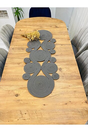 bestiva Bohemian Style Jute and Straw Decorative Tablecloth - Spiral Model, Runner 40x110 CM, Coffee Table Cloth