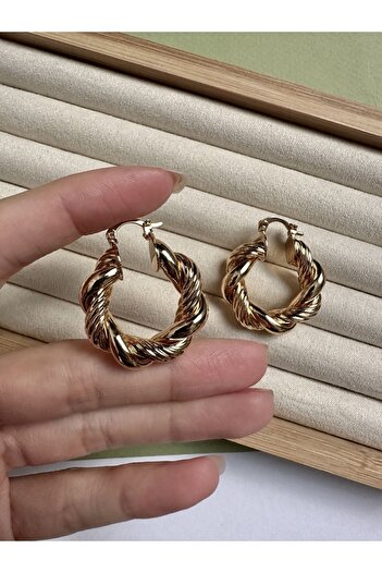 ringbox Gold Burgu Bombeli Küpe