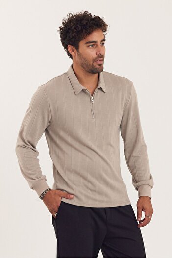 İLKCET MODA Φούτερ με κανονικό γιακά με φερμουάρ Jacquard