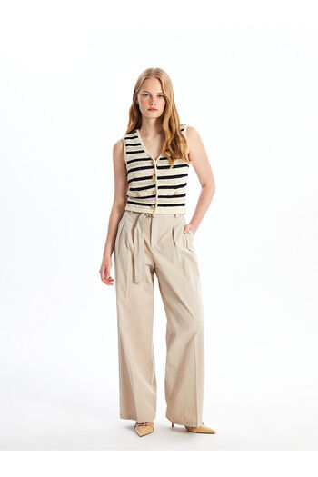 LC Waikiki Lw - V-Neck Striped Women's Knitwear Vest
