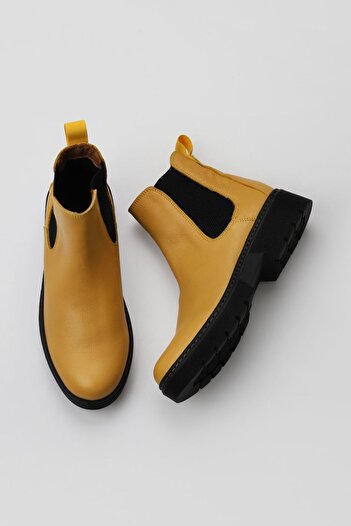 Bueno Shoes Жіночі шкіряні черевики Flotter - жовті, гладкі, 01wr4900
