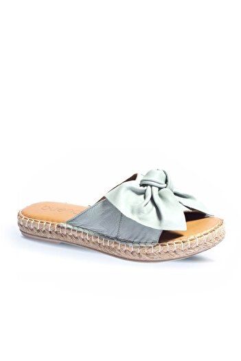 BUENO Shoes Mavi Deri Kadın Espadril Terlik 01wl4605