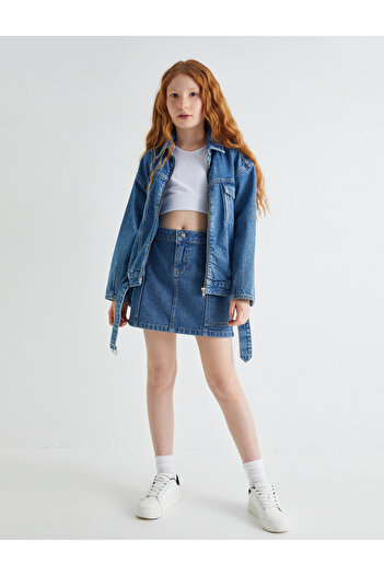 Koton Jeansjacke, Tasche, detaillierter Reißverschluss, Baumwolle