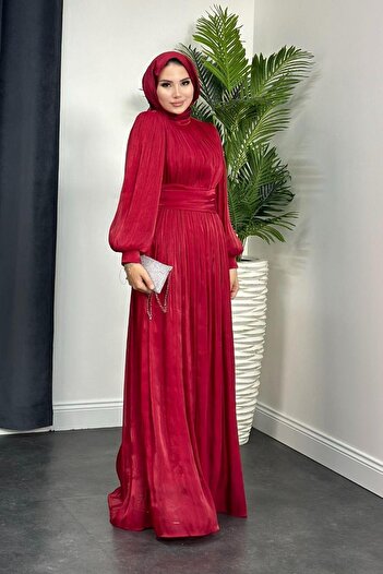 Şule Giyim Hailey Janjan Evening Dress Claret Red