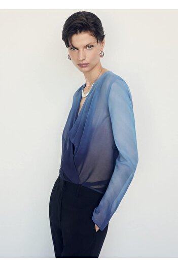 MANGO Woman Semi-Transparent Wrap Blouse