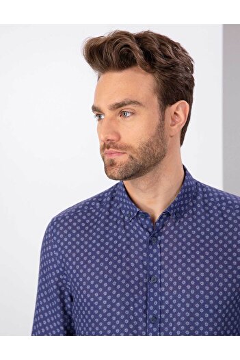Pierre Cardin Μπλουζάκι με μακρυμάνικο μπλέ Navy Regular Fit 50200507-VR033