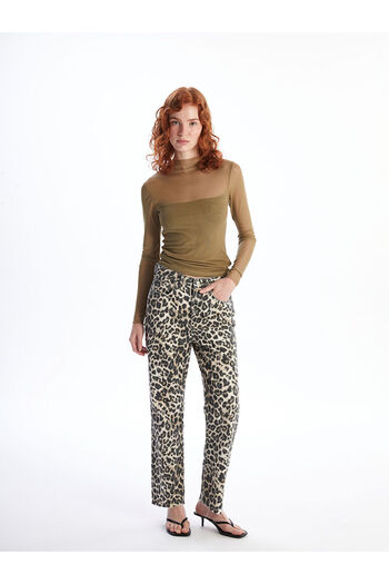 LC Waikiki Lw - Leopard Patterned Straight Fit Women's Jean Trousers