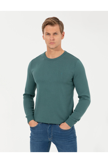 Pierre Cardin Green Slim Fit Crew Neck Basic Knitwear Sweater 50257290-Vr054