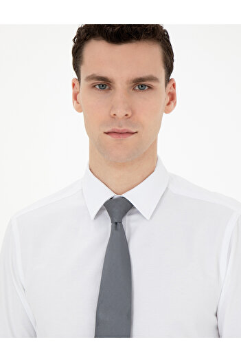 Pierre Cardin Λευκό Slim Fit Μακρυμάνικο Κλασικό Πουκάμισο 50258976-VR013