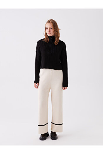 LC Waikiki Lcw Elastic Waist Straight Wide Leg Women's Knitwear Trousers
