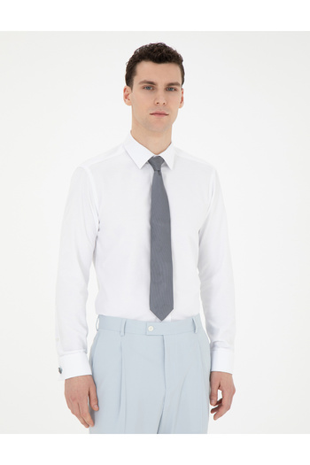 Pierre Cardin Λευκό Slim Fit Μακρυμάνικο Κλασικό Πουκάμισο 50258976-VR013