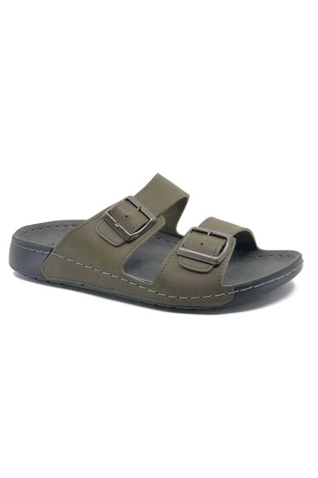 Kocamanlar Ayakkabı Aryan 80-955 Dr. Recommended Orthopedic Men's Slippers GREEN