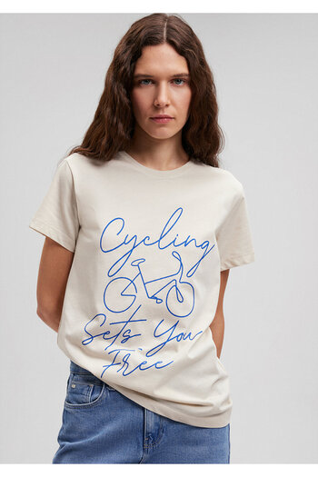 Mavi Beige Slim Fit Bicycle Printed T-Shirt -1612214-70134