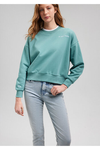 Mavi Embroidery Detailed Green Sweatshirt 1s10074-71823