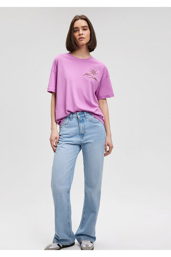 Mavi Purple Back Printed Loose Cut T-Shirt -1612527-70584